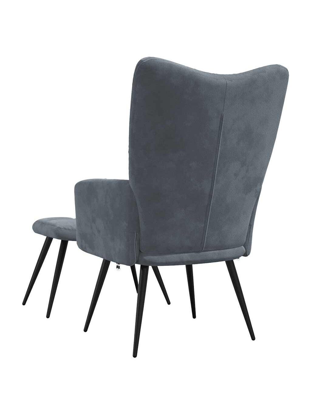 Recliner chair with footrest, dark grey, velvet 4