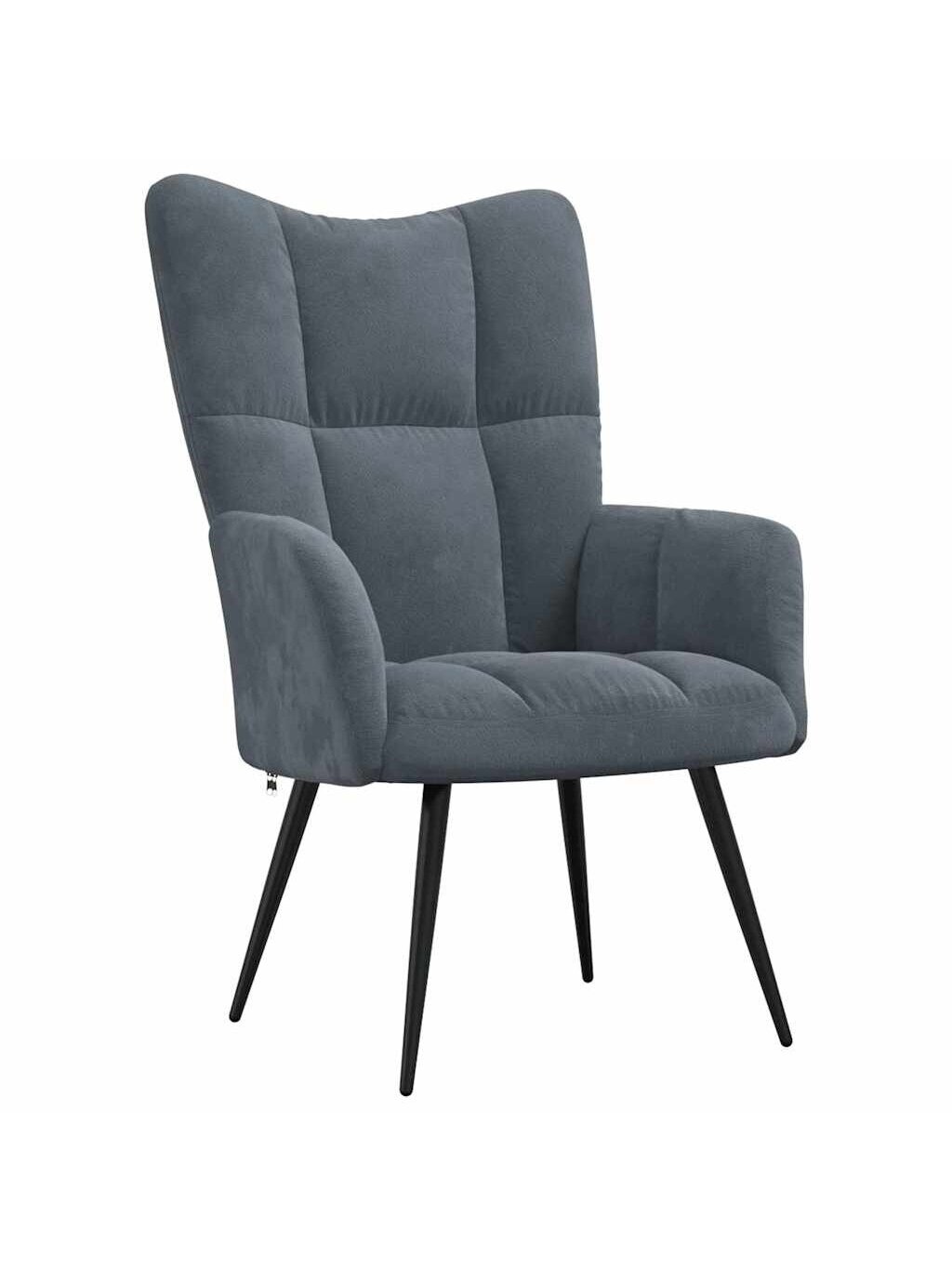 Recliner chair with footrest, dark grey, velvet 5