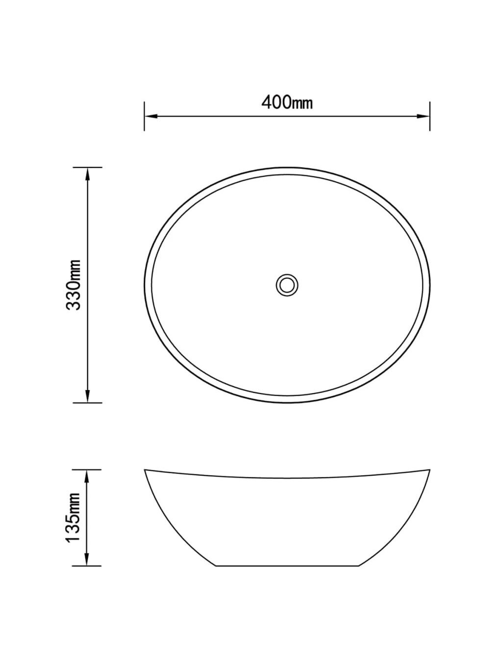 Luxury washbasin, matte gray, 40 x 33 cm, ceramic, oval 5