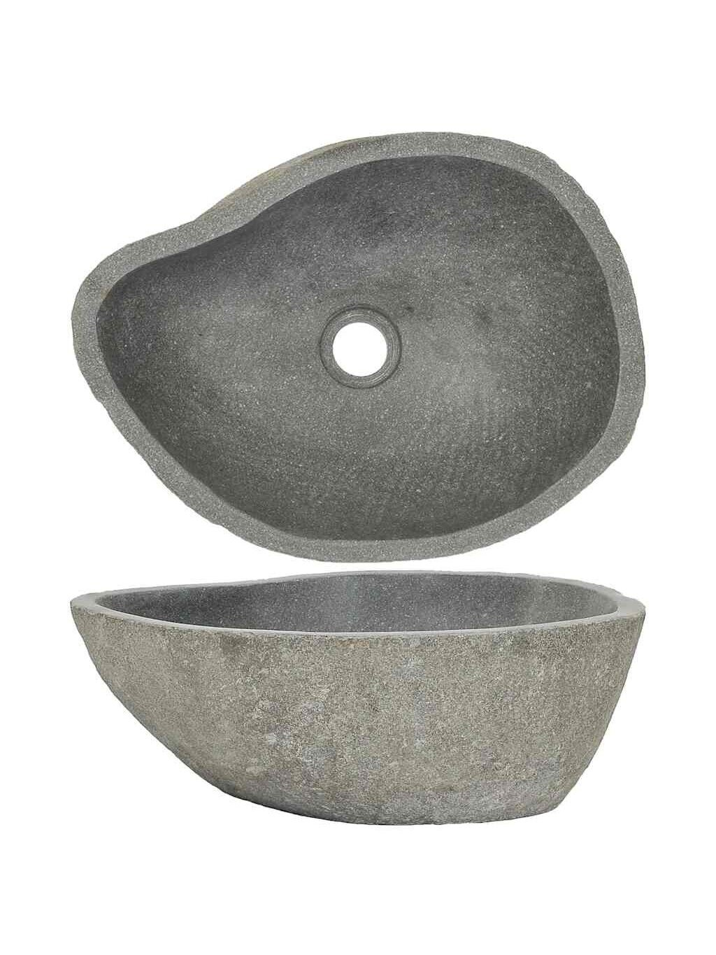 Washbasin, (37–46) × (29–36) cm, river stone, oval-shaped 1
