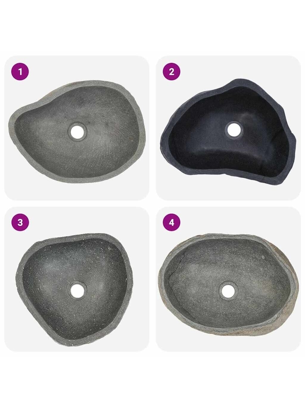 Washbasin, (37–46) × (29–36) cm, river stone, oval-shaped 5