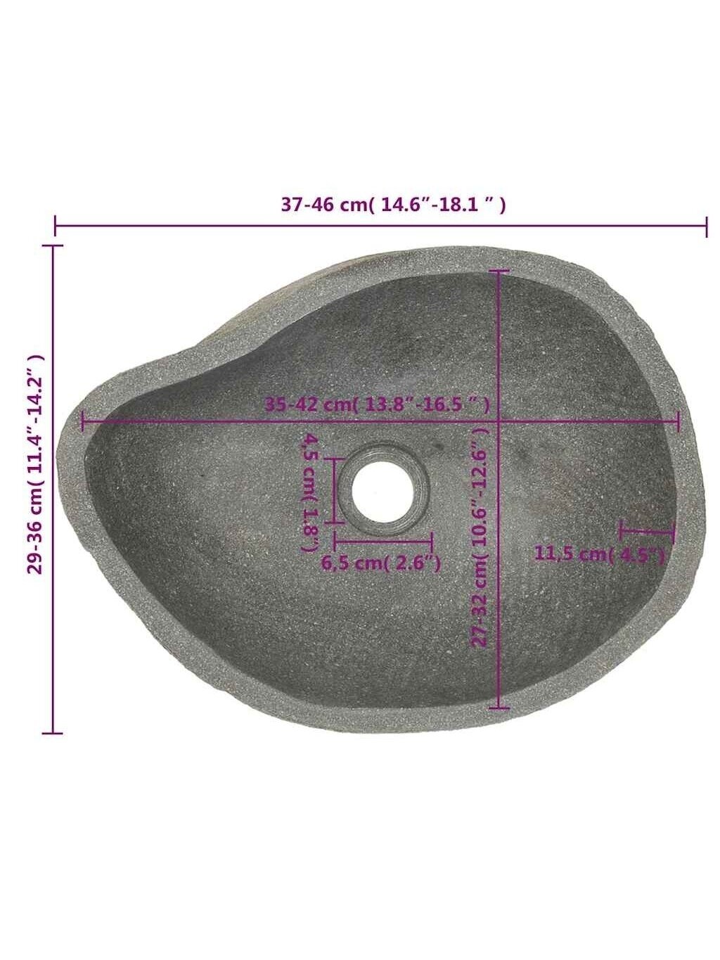 Washbasin, (37–46) × (29–36) cm, river stone, oval-shaped 8