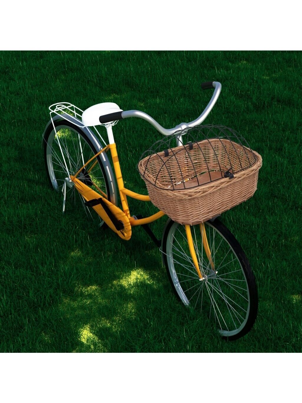 Front bicycle basket with lid, 50×45×35 cm, willow 1