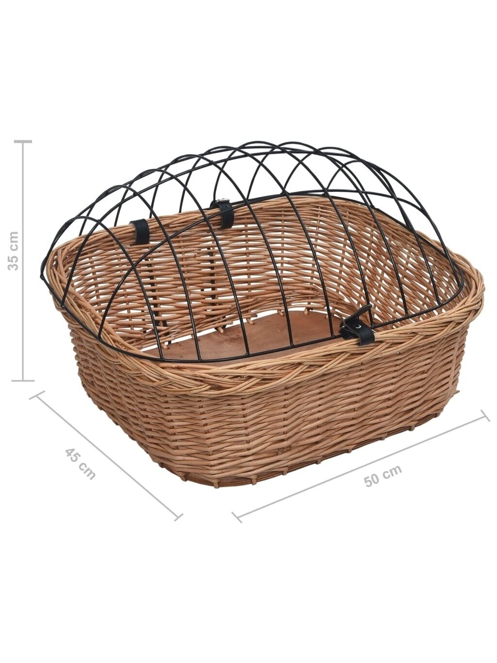 Front bicycle basket with lid, 50×45×35 cm, willow 11