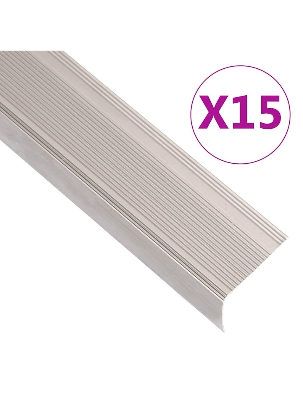 Profiliai laiptams, 15vnt., šampano, 90 cm, aliuminis, L formos