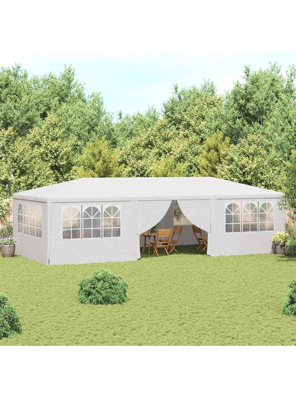 Peotelk külgseintega, valge, 4 × 9 m, 90 g/m²