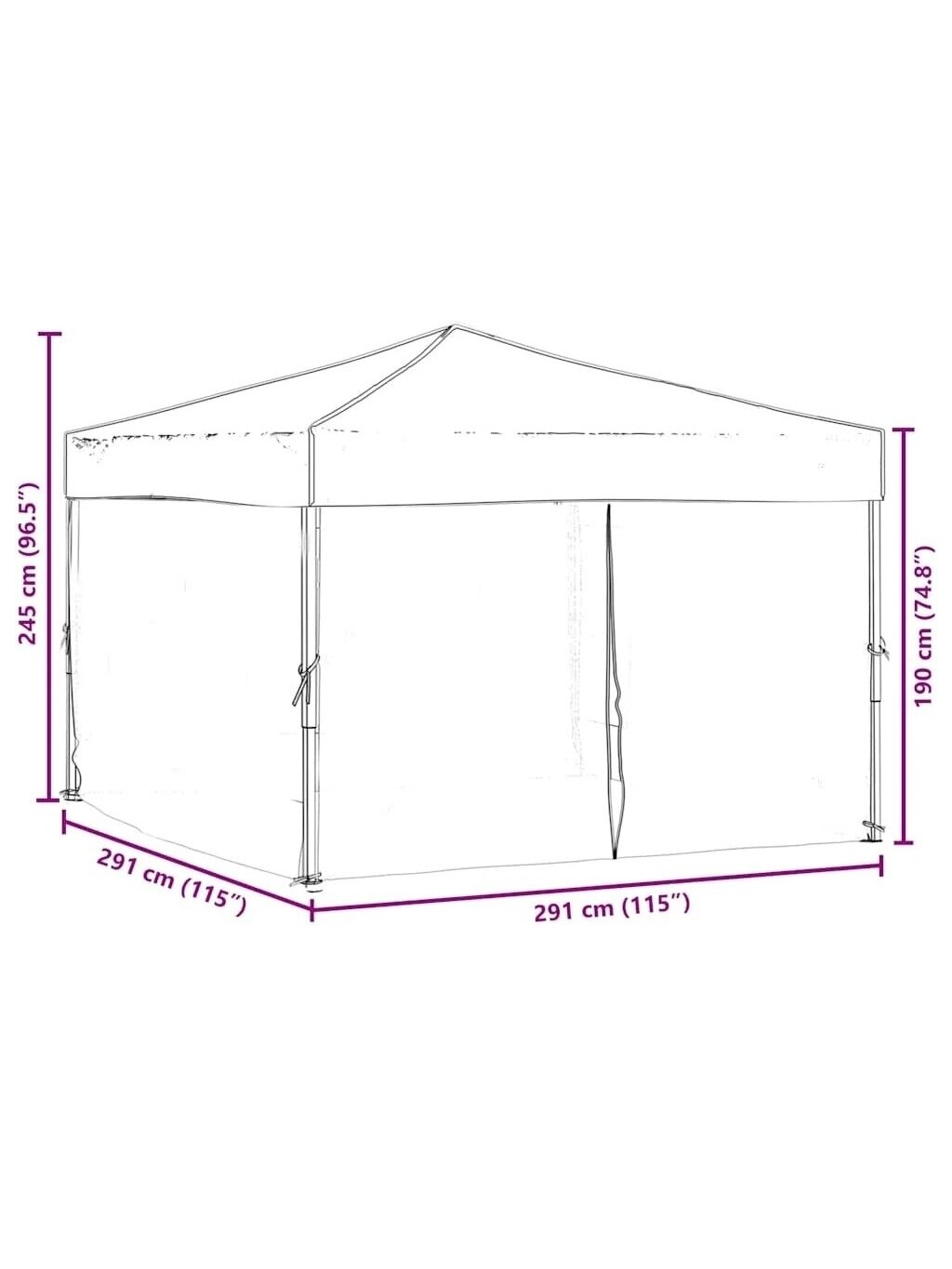 Party tent with sidewalls, black, 3 × 3 m 8