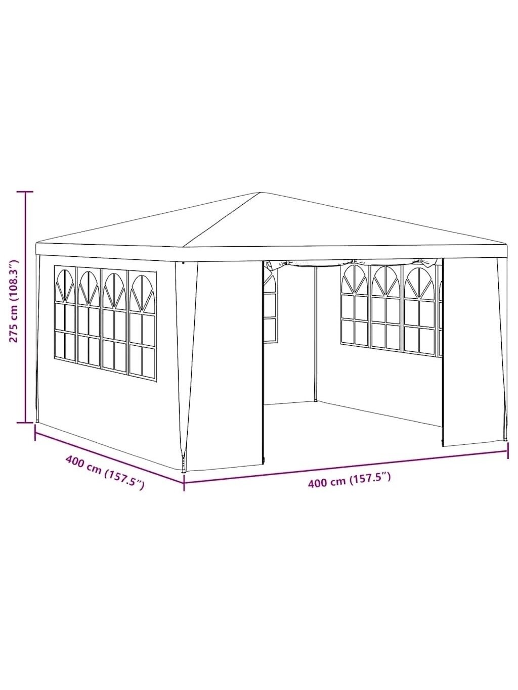 Proginė palapinė su šoninėmis sienomis, mėlyna, 4x4m, 90g/m² 9