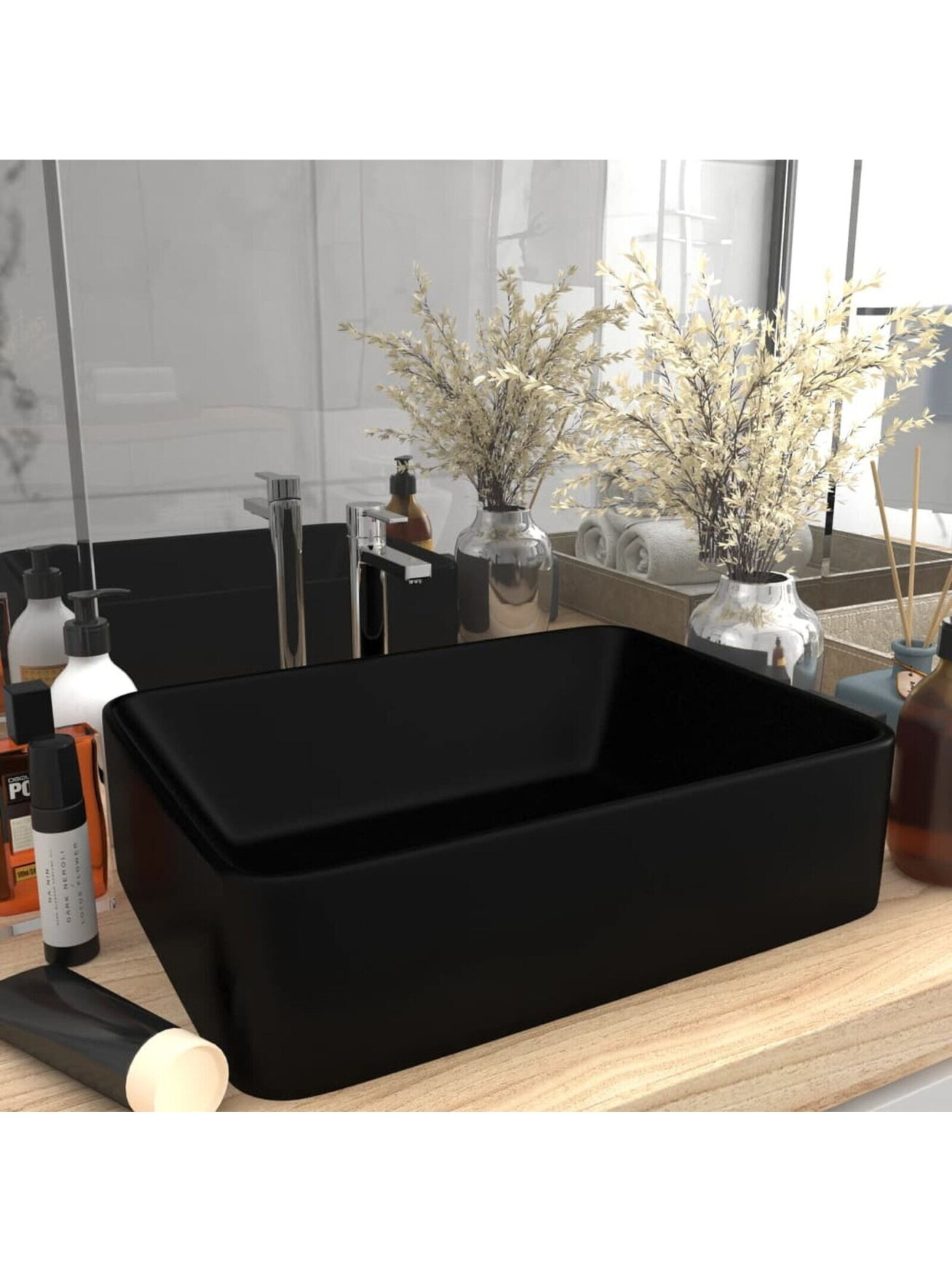 Luxury Washbasin, Matte Black, 41 × 30 × 12 cm, Ceramic