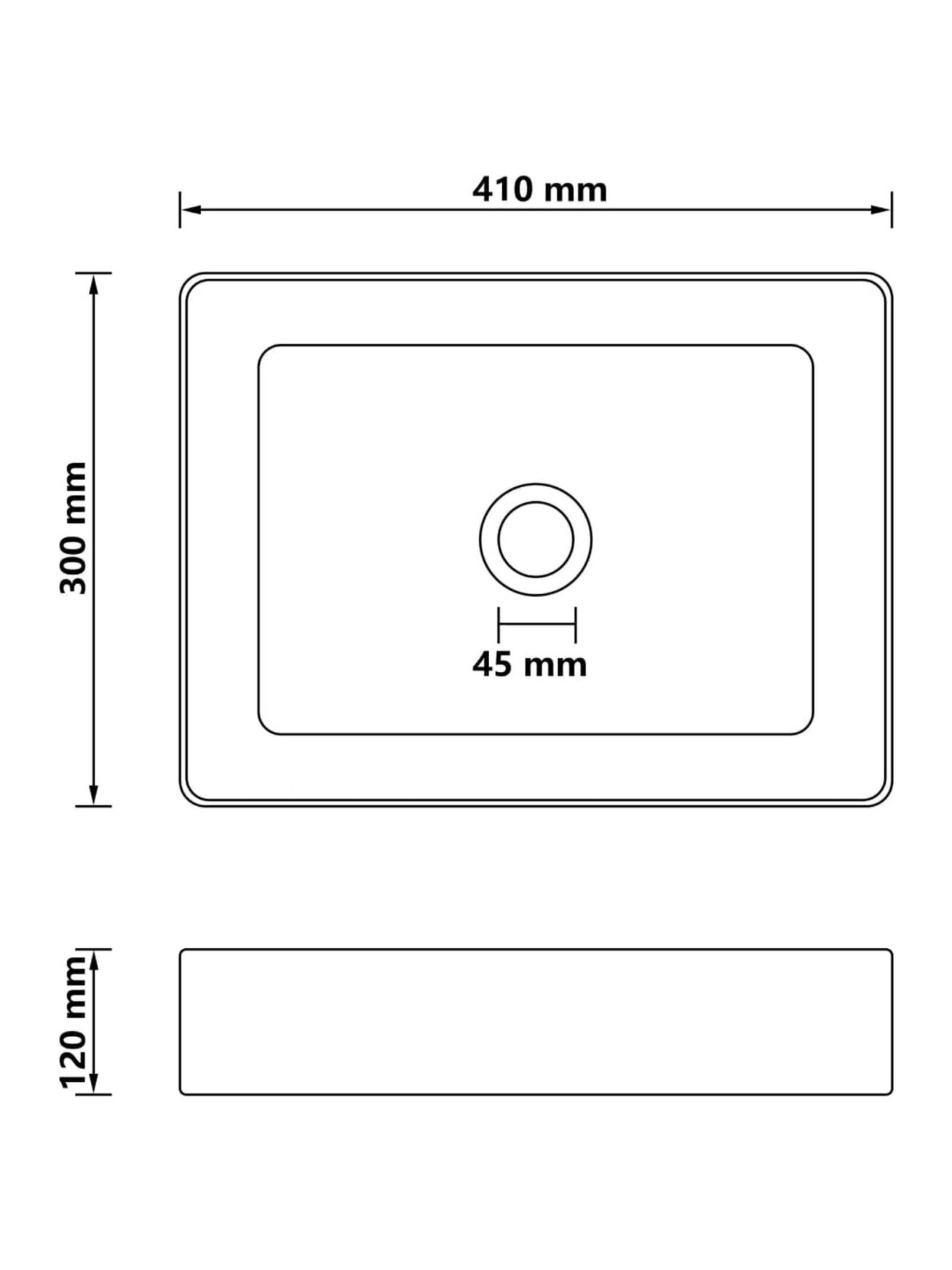 Luxury Washbasin, Matte Black, 41 × 30 × 12 cm, Ceramic 5