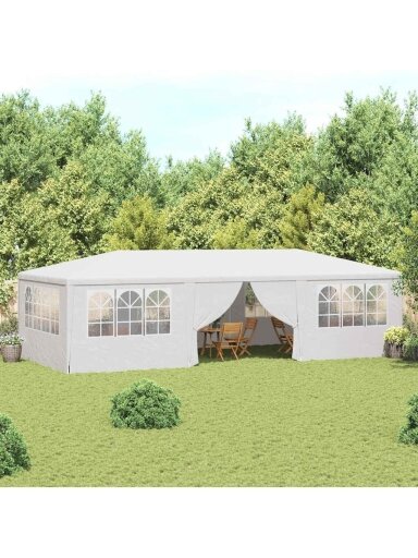 Proginė palapinė su šoninėmis sienomis, balta, 4x9m, 90g/m² Proginė palapinė su šoninėmis sienomis, balta, 4x9m, 90g/m²