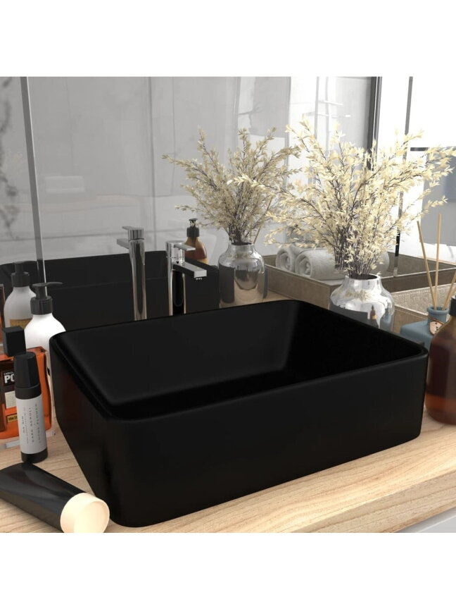 Luxury Washbasin, Matte Black, 41 × 30 × 12 cm, Ceramic
