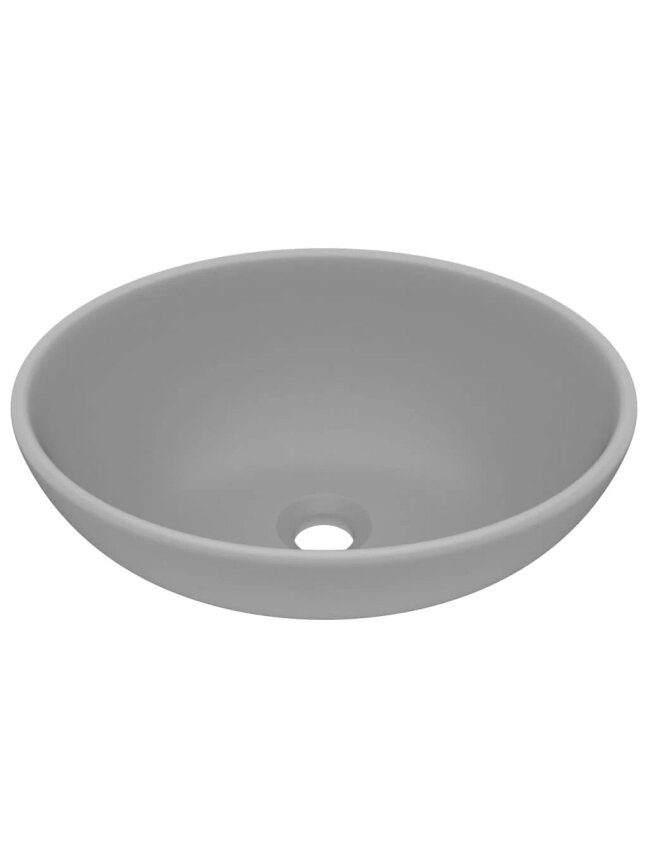 Luxury washbasin, matte gray, 40 x 33 cm, ceramic, oval 1