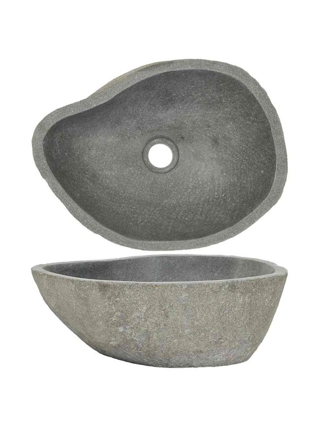 Washbasin, (37–46) × (29–36) cm, river stone, oval-shaped 1