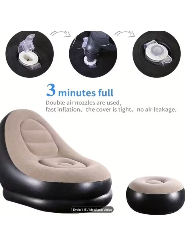 Inflatable bed with footrest (ottoman) 1