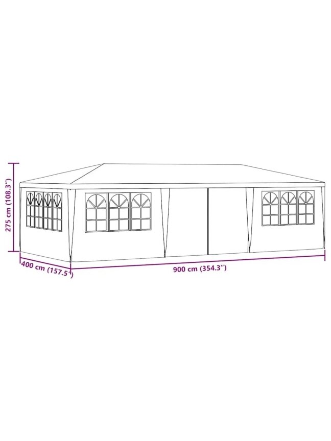 Peotelk külgseintega, valge, 4 × 9 m, 90 g/m² 9