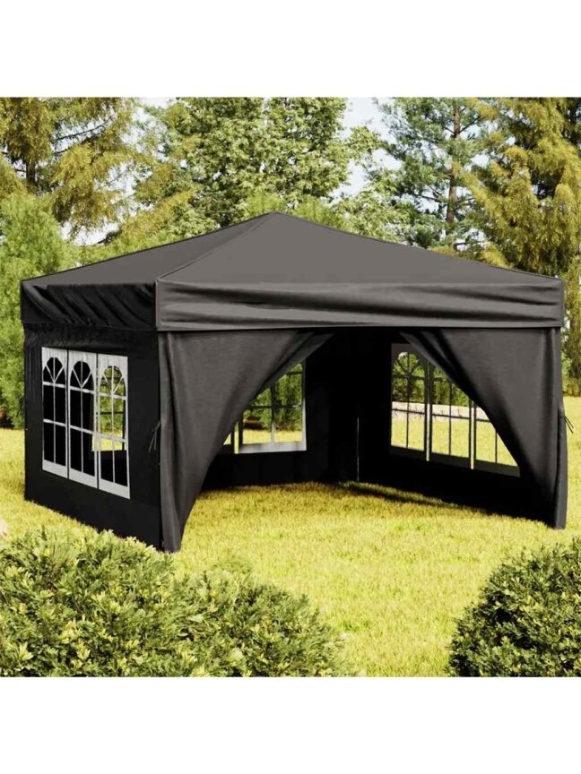 Party tent with sidewalls, black, 3 × 3 m