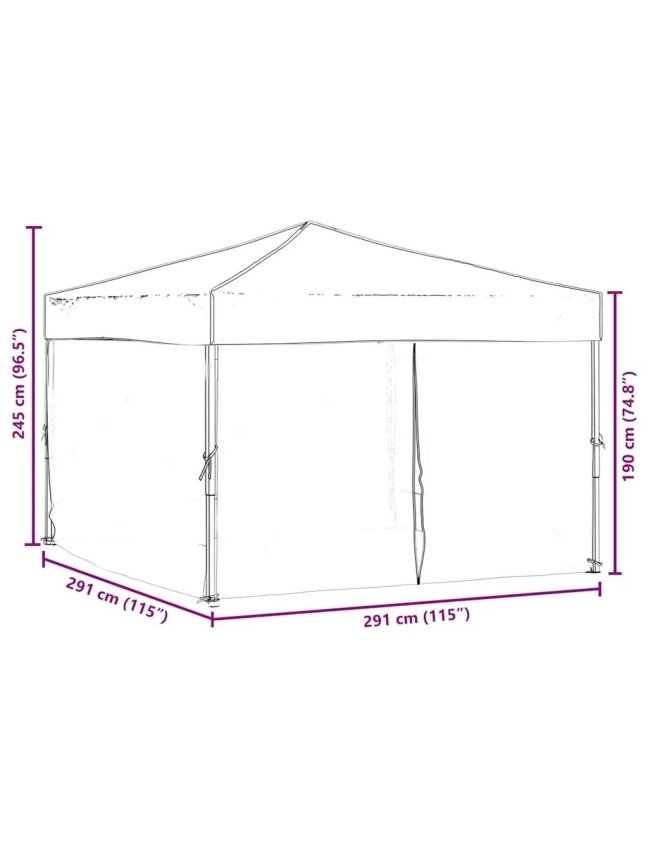 Party tent with sidewalls, black, 3 × 3 m 8 Party tent with sidewalls, black, 3 × 3 m 8