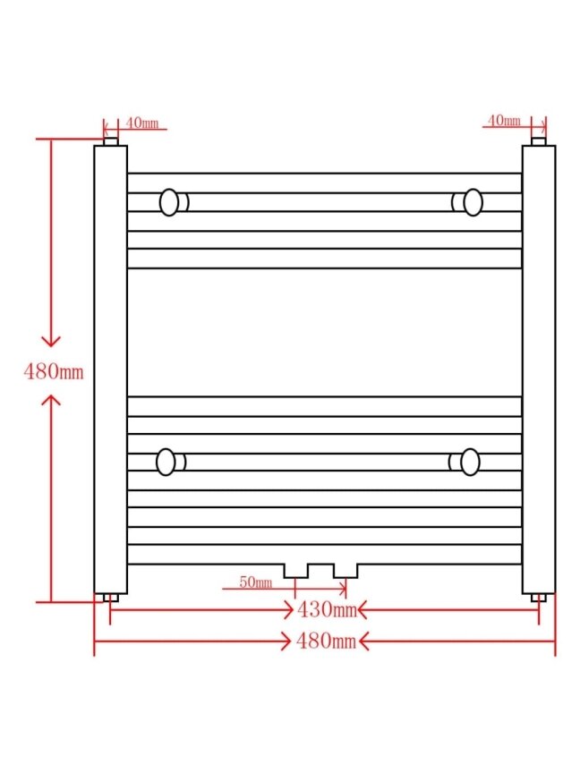 Vannitoa radiaator/rätiku kuivati, must, 480 x 480 mm 8