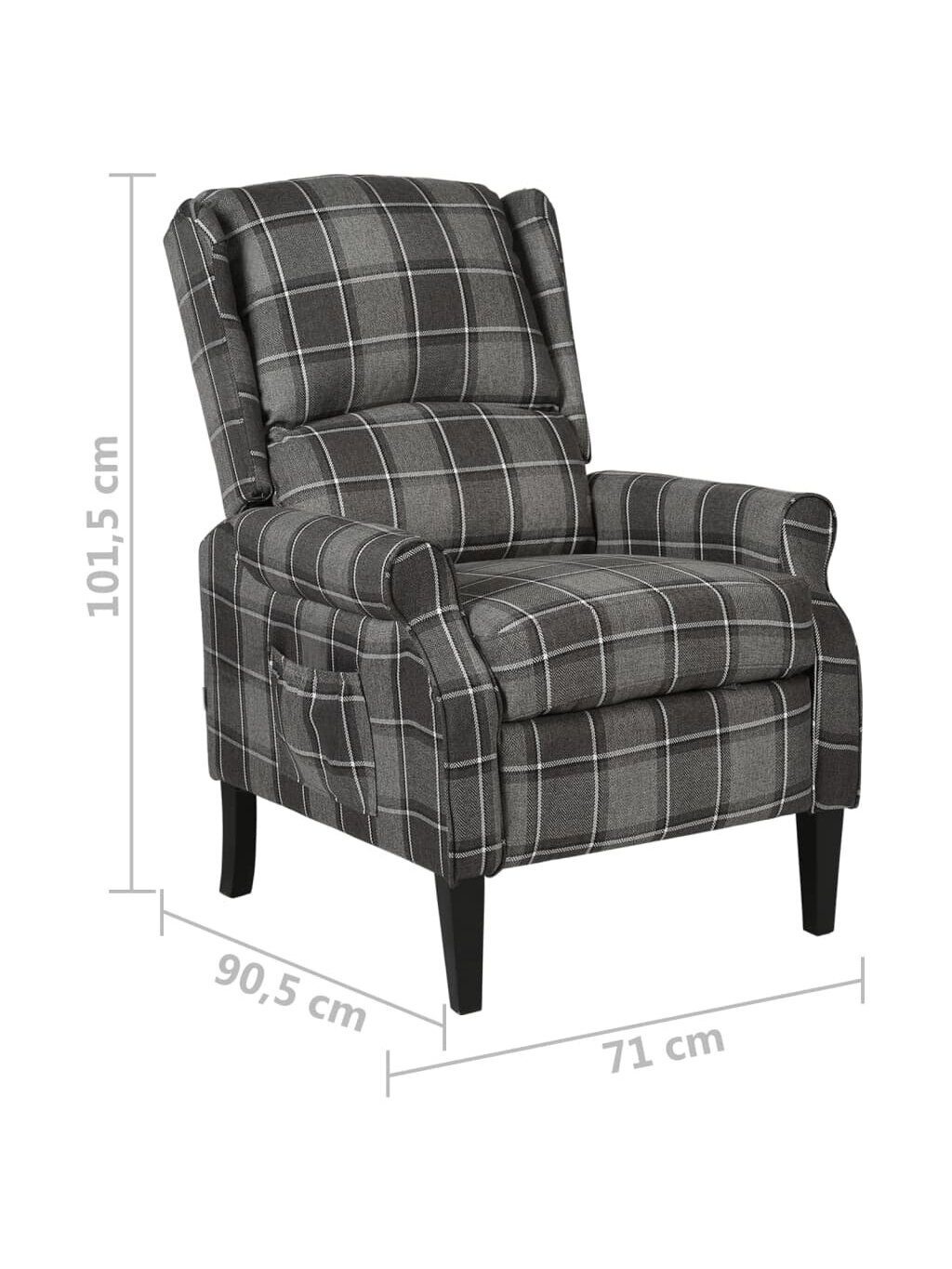 Adjustable Reclining Chair, Grey, Fabric 6 Adjustable Reclining Chair, Grey, Fabric 6