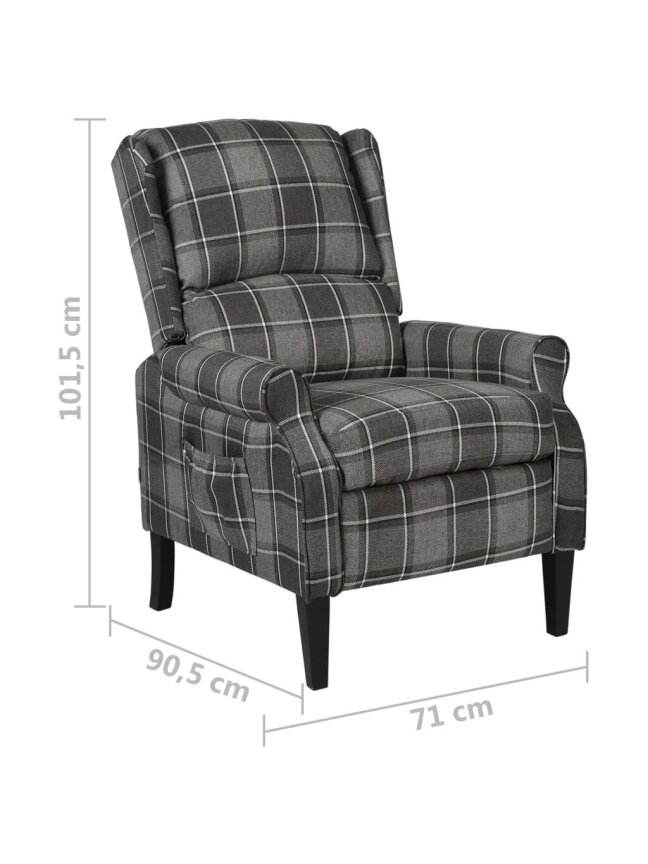 Adjustable Reclining Chair, Grey, Fabric 6 Adjustable Reclining Chair, Grey, Fabric 6