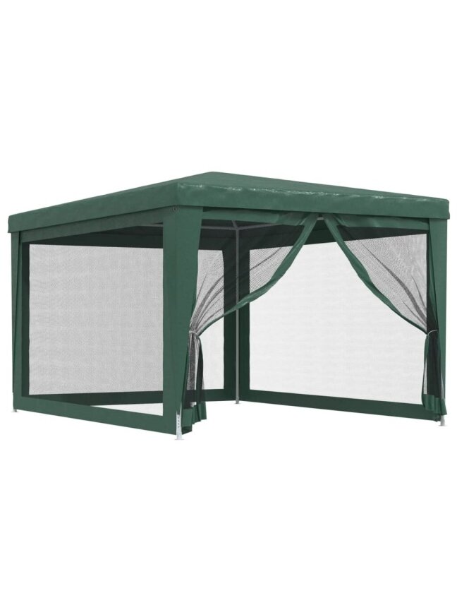 Renginių palapinė su 4 tinklinėmis šoninėmis sienelėmis, žalia, 3x4 m, HDPE 1