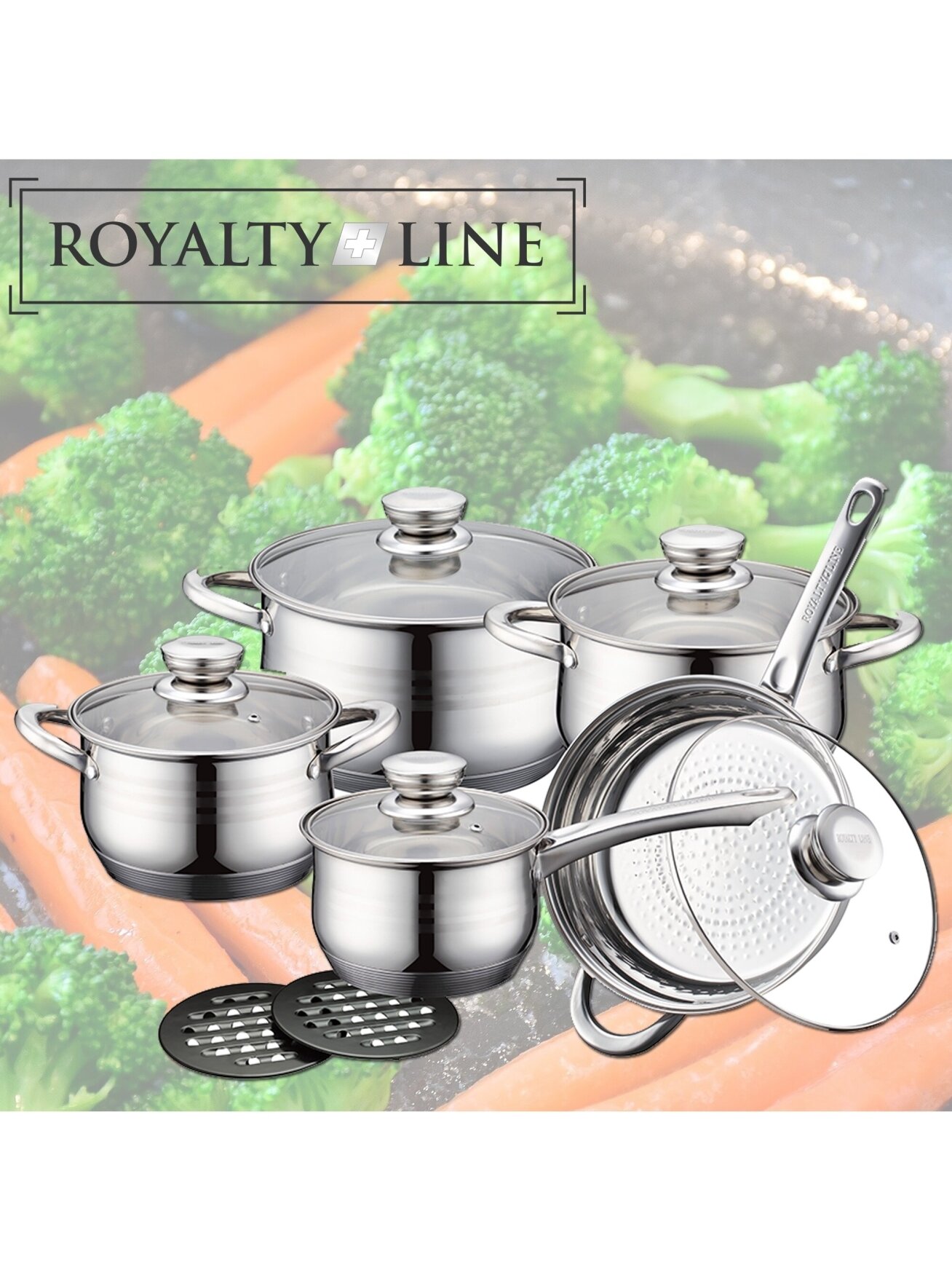 Royalty Line RL-1232, 12 Pieces Stainless Cookware Set 3