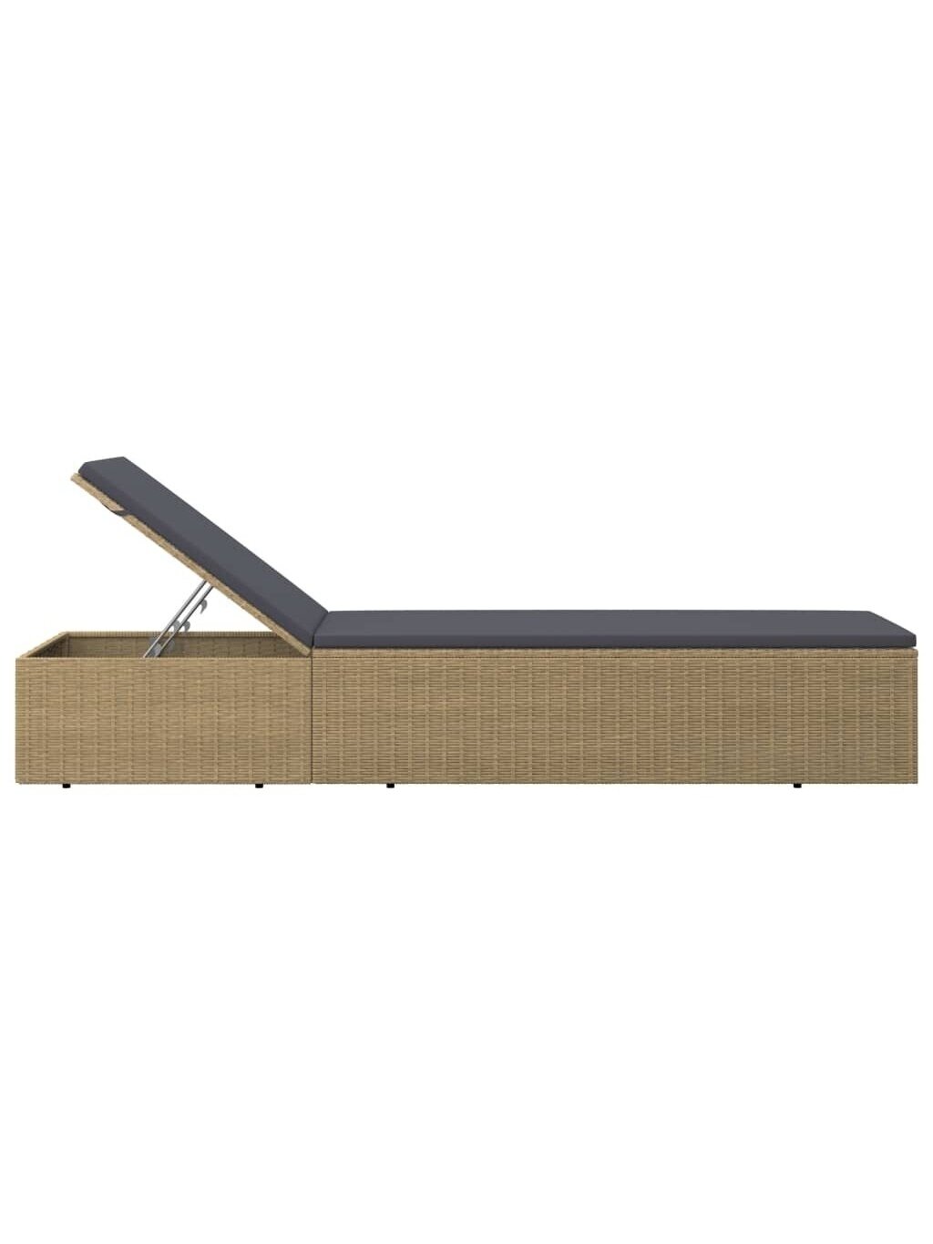Sun lounger, brown and dark gray, poly rattan 2