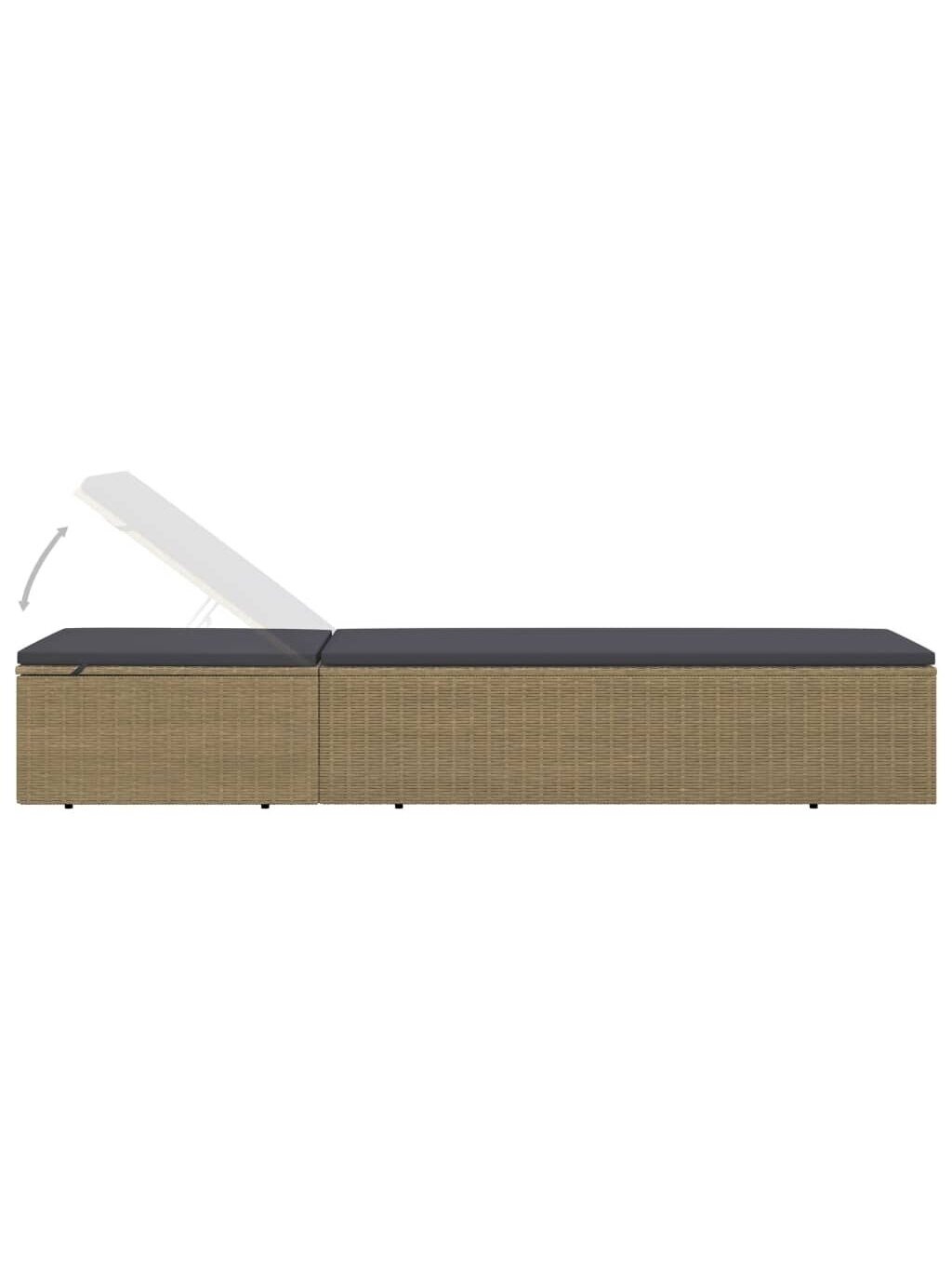 Sun lounger, brown and dark gray, poly rattan 5 Sun lounger, brown and dark gray, poly rattan 5