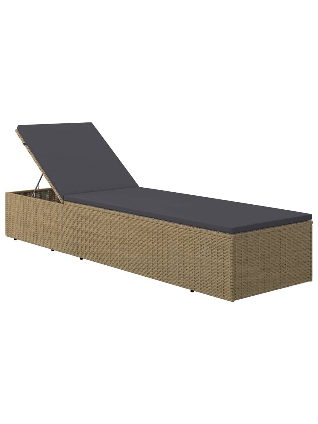 Sun lounger, brown and dark gray, poly rattan 1
