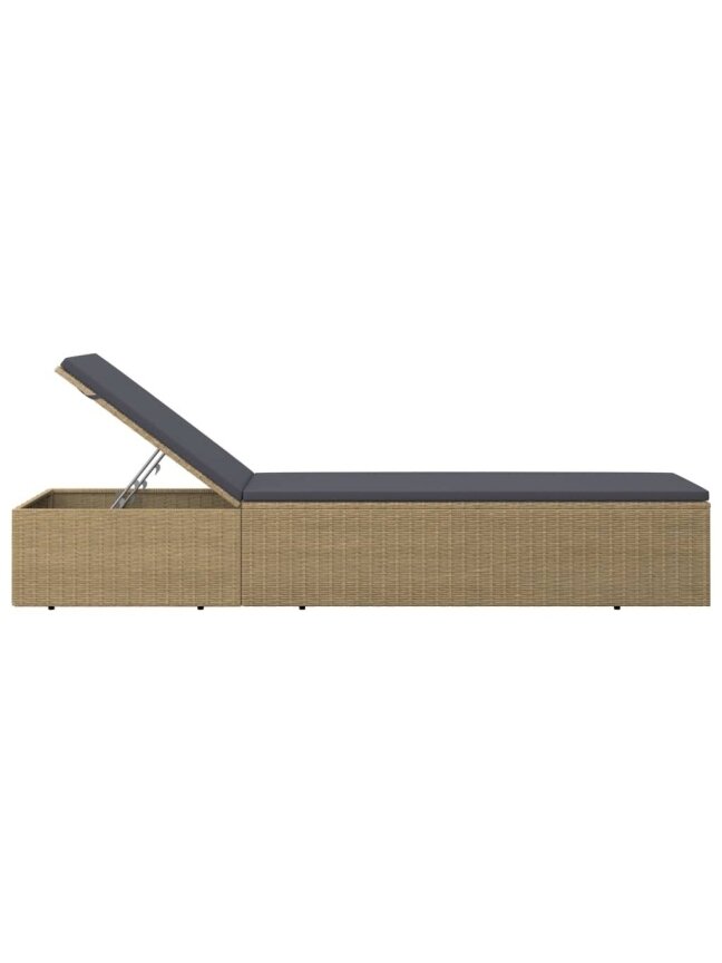 Sun lounger, brown and dark gray, poly rattan 2