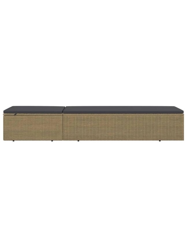 Sun lounger, brown and dark gray, poly rattan 4