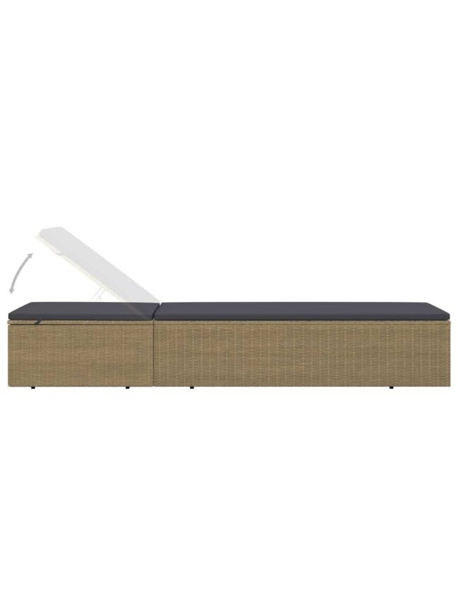 Sun lounger, brown and dark gray, poly rattan 5