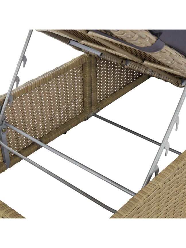 Sun lounger, brown and dark gray, poly rattan 8