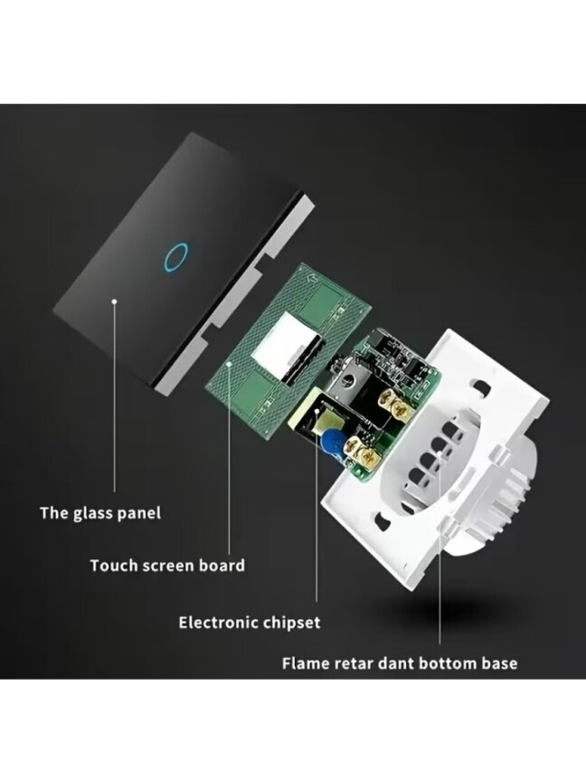 1-Gang Touch Wall Switch with LED Indicator – Type 86 1