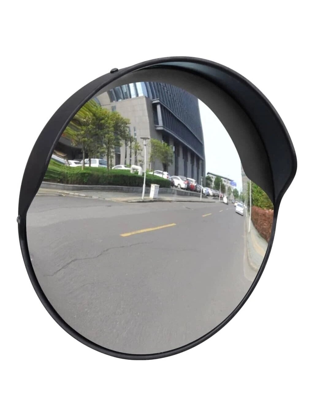 Spherical traffic mirror, black, 30 cm, PC plastic, for outdoor use 1