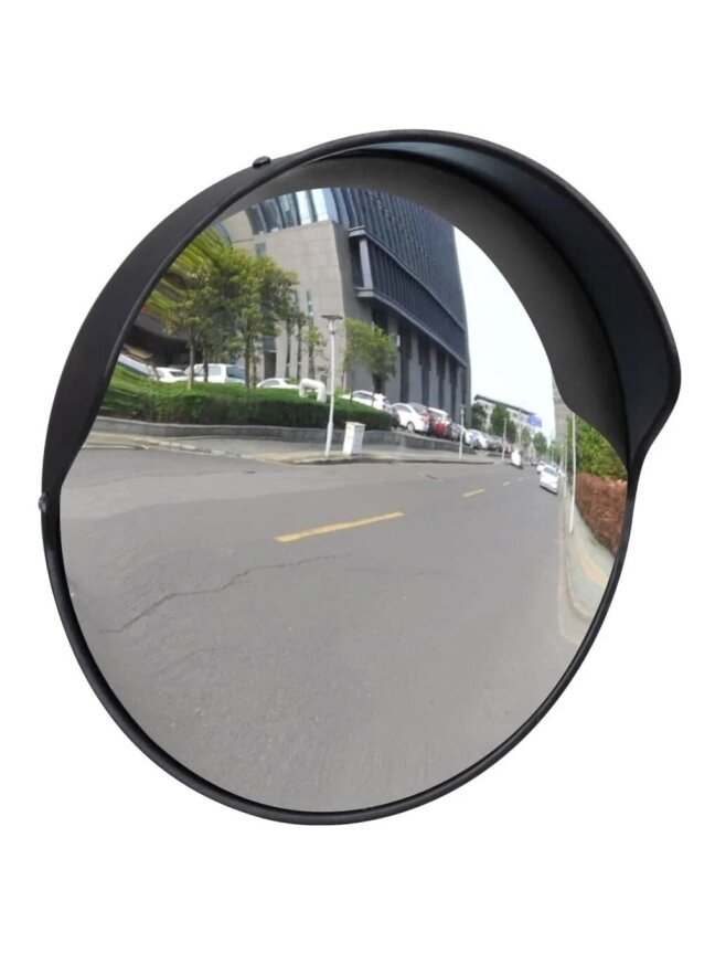 Spherical traffic mirror, black, 30 cm, PC plastic, for outdoor use 1