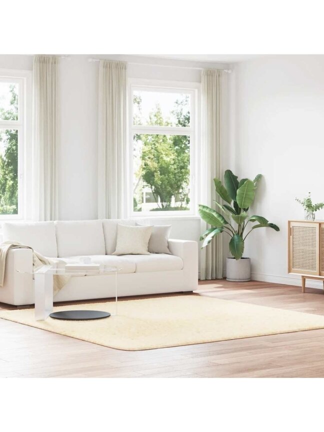 Shaggy Rug, NAVARRA, 240 × 240 cm, Cream, Polyester 2