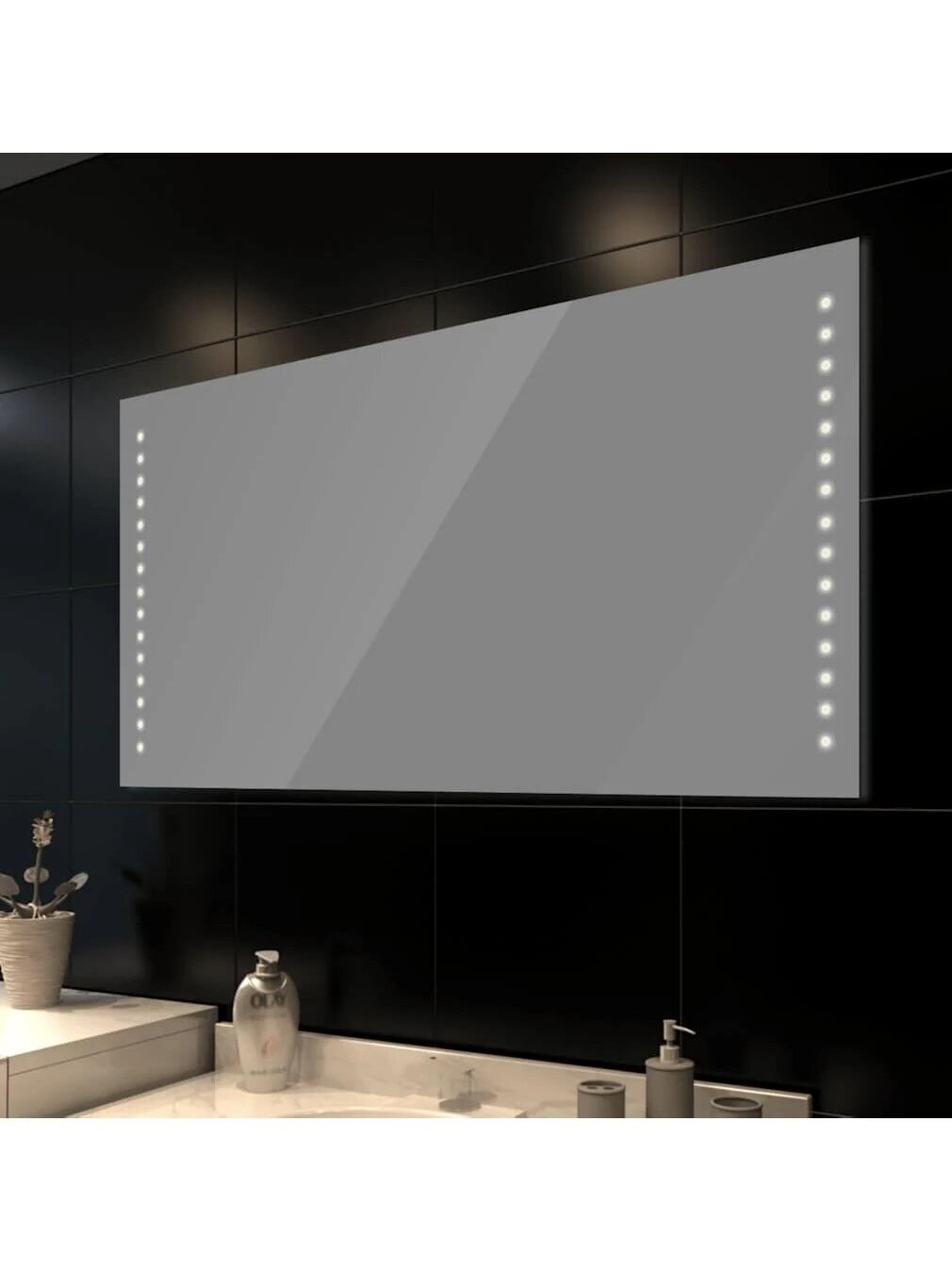 Wall-Mounted Bathroom Mirror with LED Lighting, 100 × 60 cm