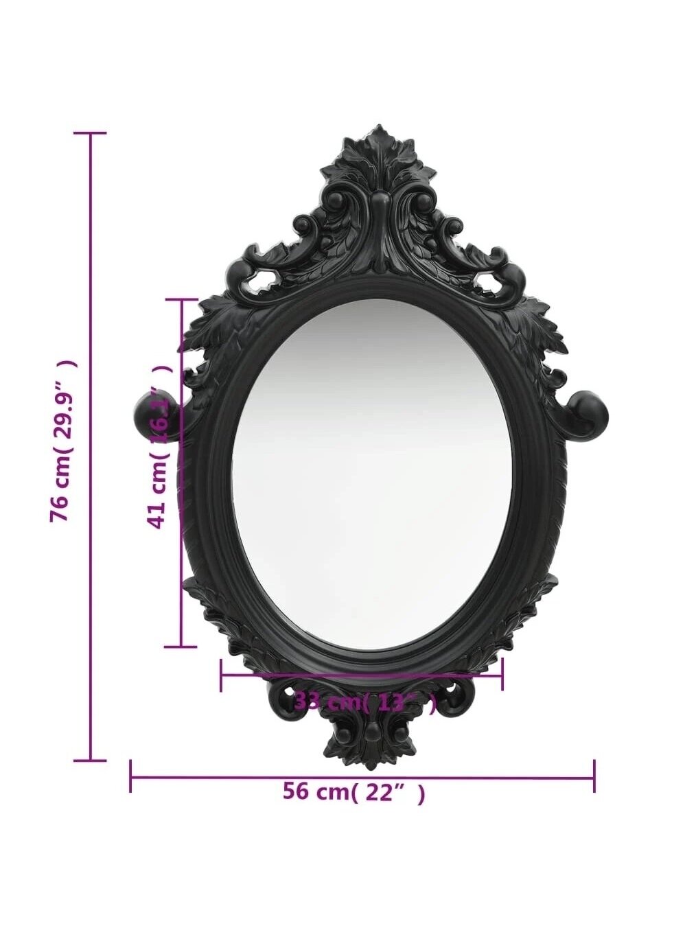 Wall mirror, black, 56 × 76 cm, palace style 4 Wall mirror, black, 56 × 76 cm, palace style 4