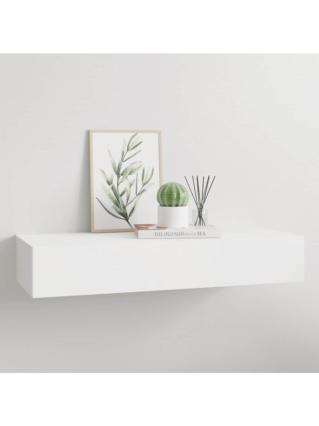 Sieninė lentyna su stalčiumi, 60x23,5x10 cm, MDF, balta 10