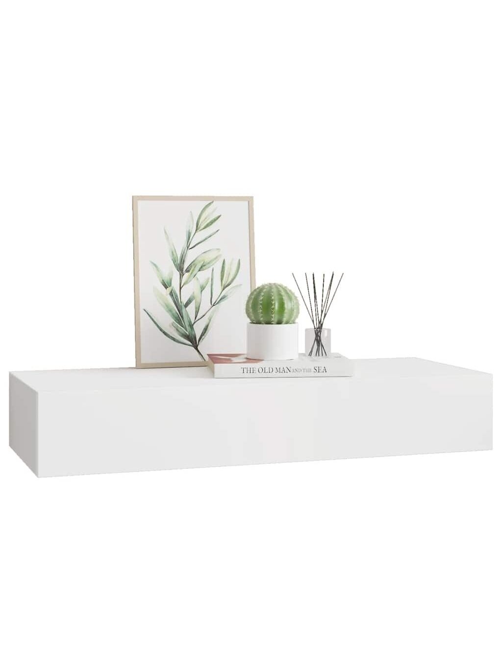 Sieninė lentyna su stalčiumi, 60x23,5x10 cm, MDF, balta 1