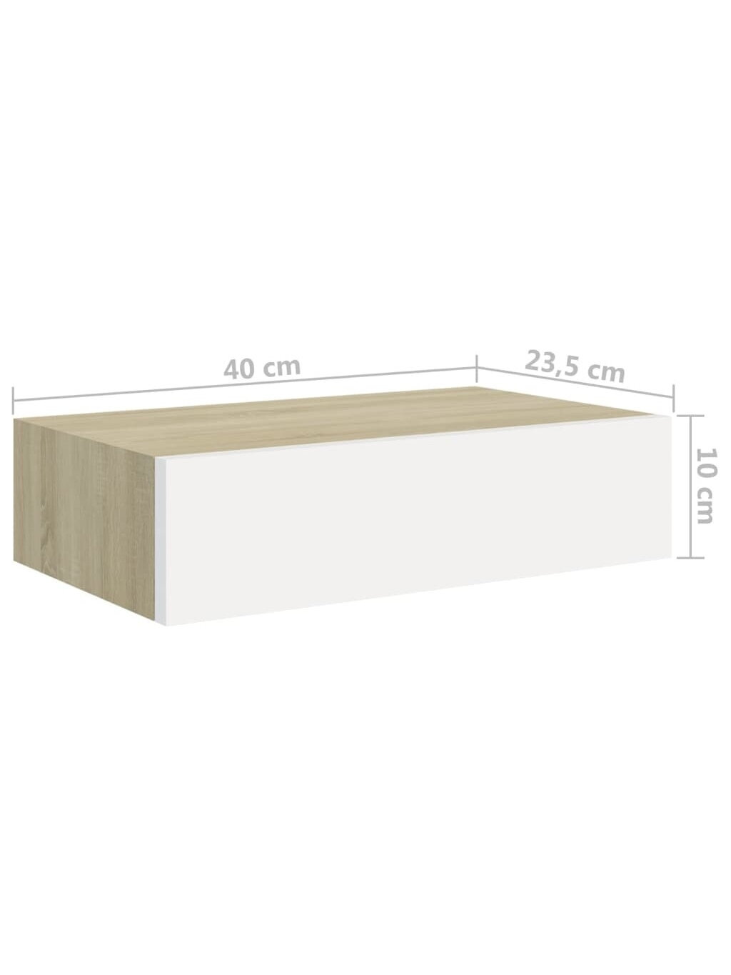 Wall shelf with drawer, oak/white, 40 x 23.5 x 10 cm, MDF 6