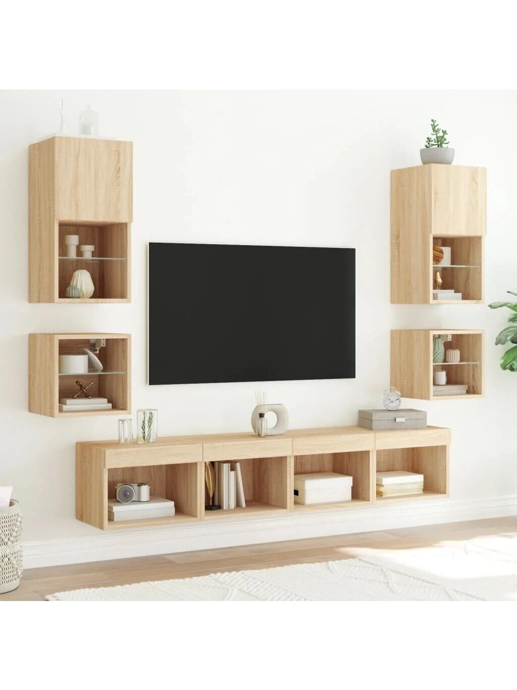 Seinale kinnitatavad öökapid LED-valgustusega, 2 tk, tamm 4