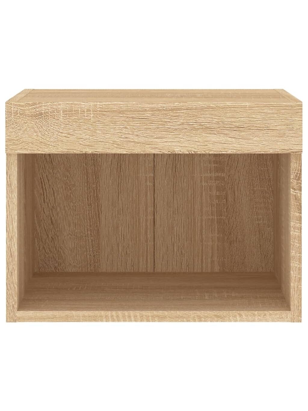 Wall-Mounted Nightstands with LED Lights, 2 pcs, Oak 8 Wall-Mounted Nightstands with LED Lights, 2 pcs, Oak 8