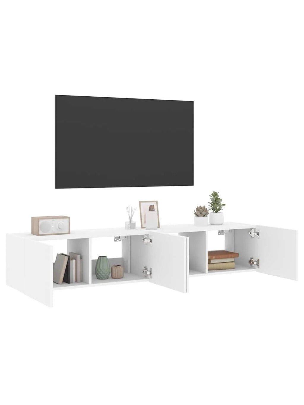 Wall-mounted TV cabinets with LED, 2 pcs, white, 80 × 35 × 31 cm 3 Wall-mounted TV cabinets with LED, 2 pcs, white, 80 × 35 × 31 cm 3