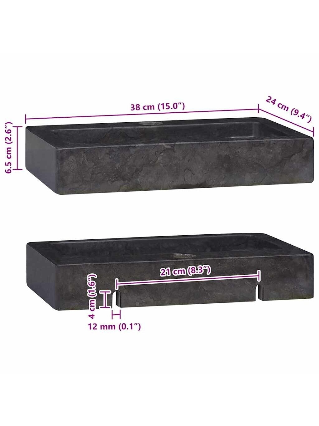 Seinapealne valam, Must, 38×24×6,5 cm, Marmor 10