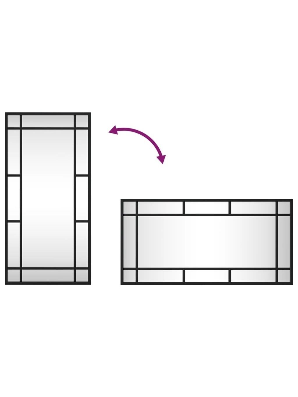 Wall mirror, black, 30x60 cm, iron, rectangular 6
