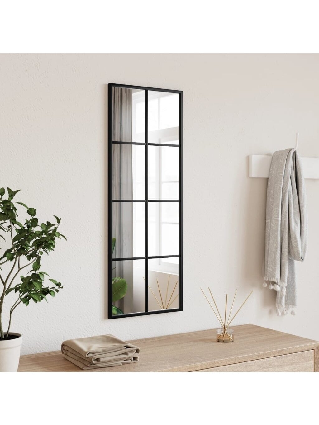 Wall mirror, black, 30x80 cm, iron, rectangular 1