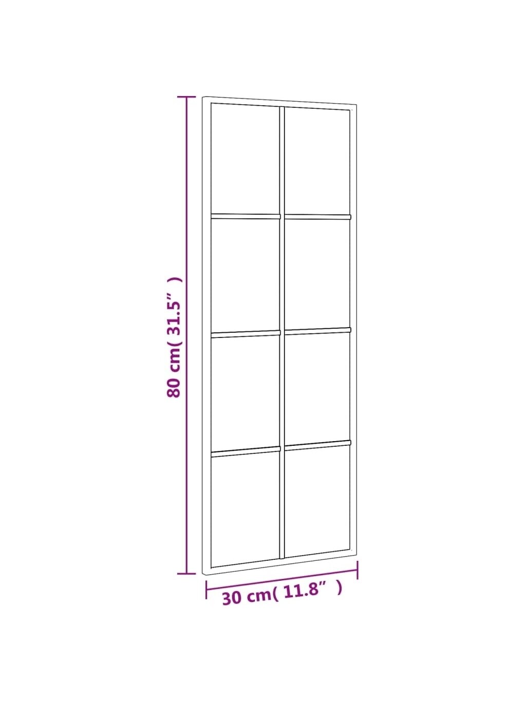 Wall mirror, black, 30x80 cm, iron, rectangular 3